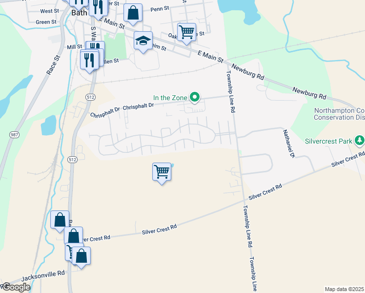 map of restaurants, bars, coffee shops, grocery stores, and more near 264 Magnolia Court in Bath