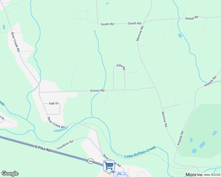 map of restaurants, bars, coffee shops, grocery stores, and more near 103 Julia Road in Sarver
