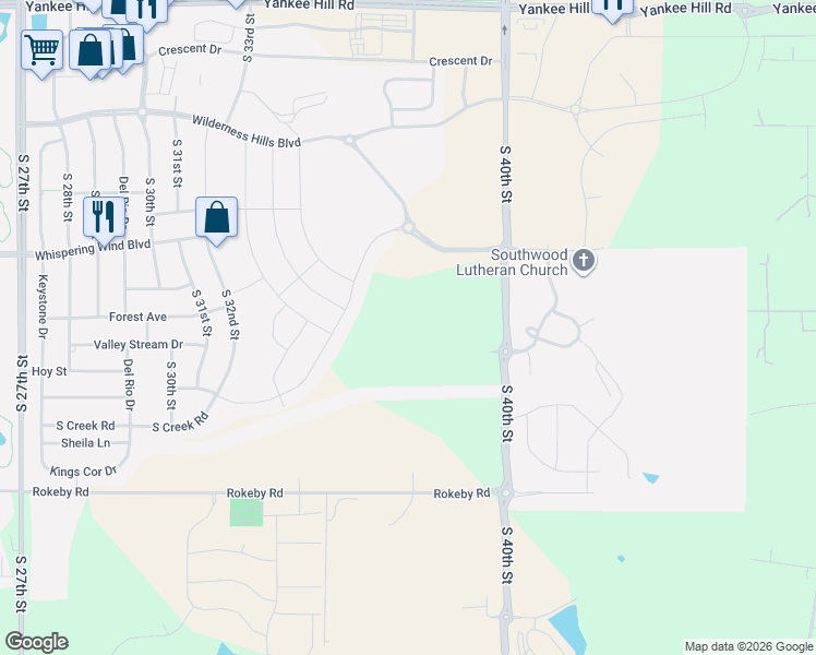 map of restaurants, bars, coffee shops, grocery stores, and more near 9025 South 40th Street in Lincoln