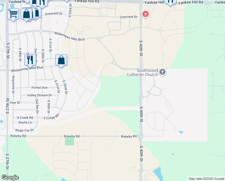 map of restaurants, bars, coffee shops, grocery stores, and more near 9025 South 40th Street in Lincoln