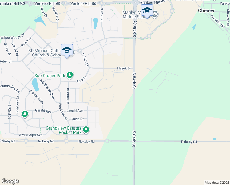 map of restaurants, bars, coffee shops, grocery stores, and more near 9601 South 84th Street in Lincoln