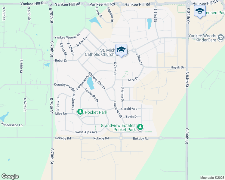 map of restaurants, bars, coffee shops, grocery stores, and more near 9320 South 74th Street in Lincoln