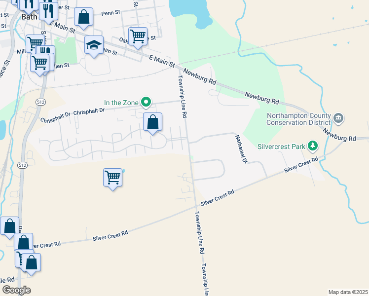 map of restaurants, bars, coffee shops, grocery stores, and more near 312 Briarwood Court South in Bath