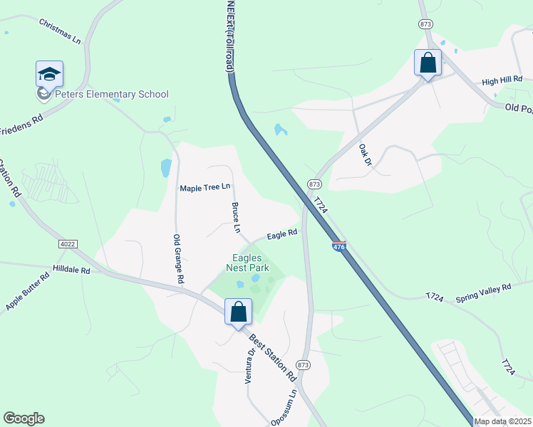 map of restaurants, bars, coffee shops, grocery stores, and more near 3741 Eagle Road in Slatington