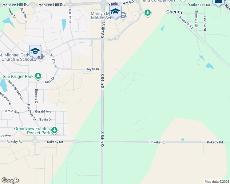 map of restaurants, bars, coffee shops, grocery stores, and more near 9272-9520 South 84th Street in Lincoln