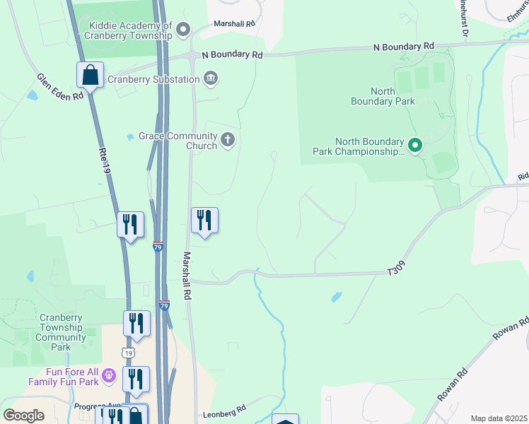 map of restaurants, bars, coffee shops, grocery stores, and more near 116 Preserve Valley Drive in Cranberry Township