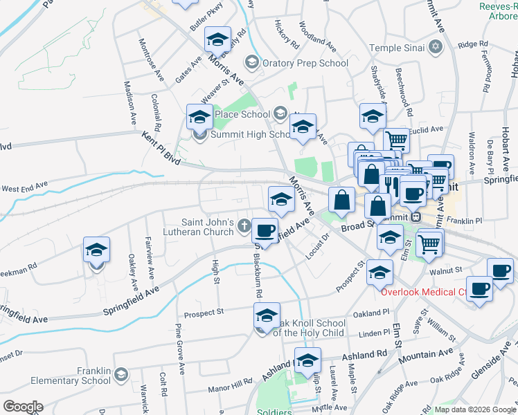 map of restaurants, bars, coffee shops, grocery stores, and more near in Summit