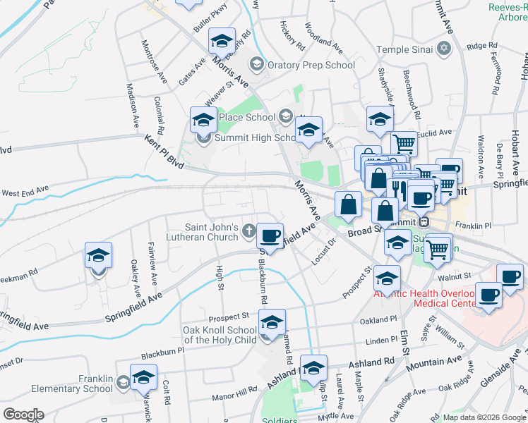 map of restaurants, bars, coffee shops, grocery stores, and more near in Summit