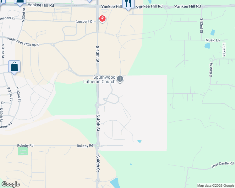 map of restaurants, bars, coffee shops, grocery stores, and more near 4220 Bluebell Court in Lincoln