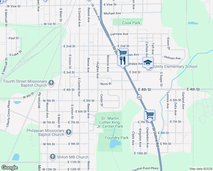 map of restaurants, bars, coffee shops, grocery stores, and more near 524 Nova Street in Lima