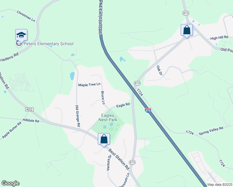 map of restaurants, bars, coffee shops, grocery stores, and more near 3741 Eagle Road in Slatington