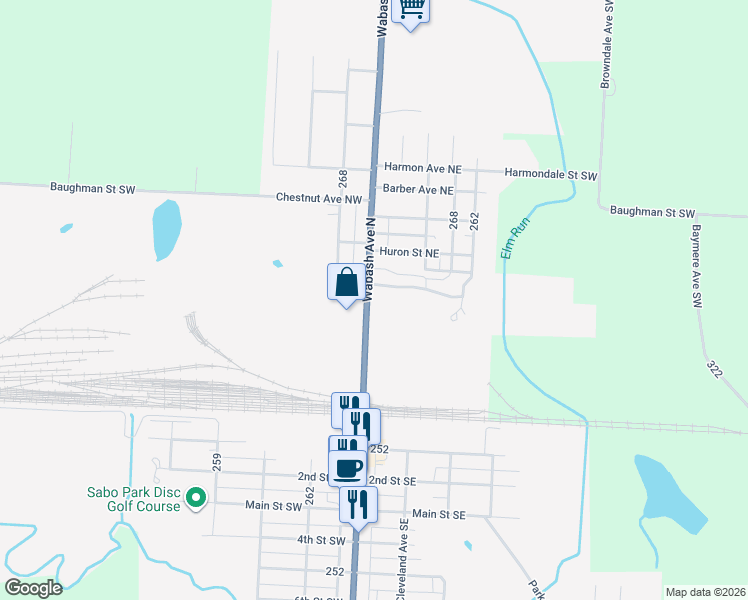 map of restaurants, bars, coffee shops, grocery stores, and more near 274 Wabash Avenue North in Brewster