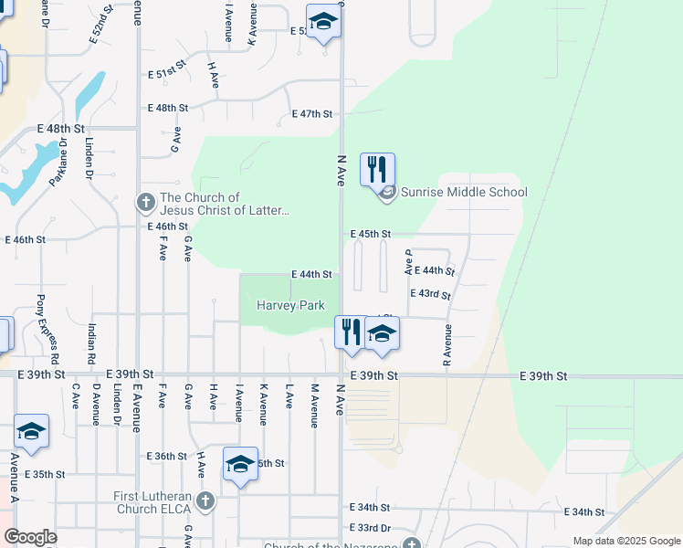 map of restaurants, bars, coffee shops, grocery stores, and more near 4351 N Avenue in Kearney