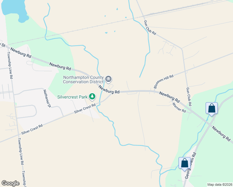 map of restaurants, bars, coffee shops, grocery stores, and more near 3091 Newburg Road in Nazareth