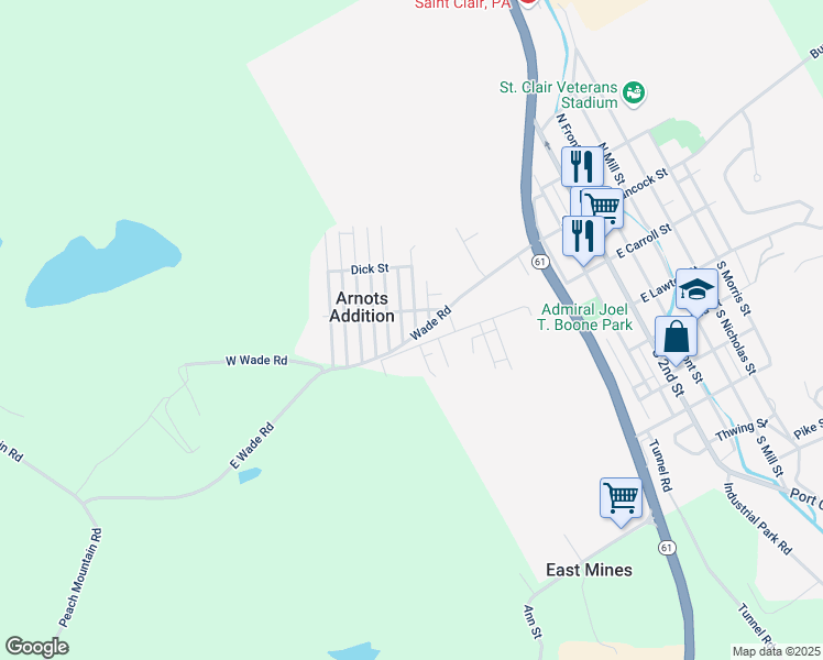 map of restaurants, bars, coffee shops, grocery stores, and more near 124 Cherry Street in Saint Clair
