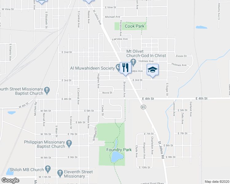 map of restaurants, bars, coffee shops, grocery stores, and more near 542 Nova Street in Lima