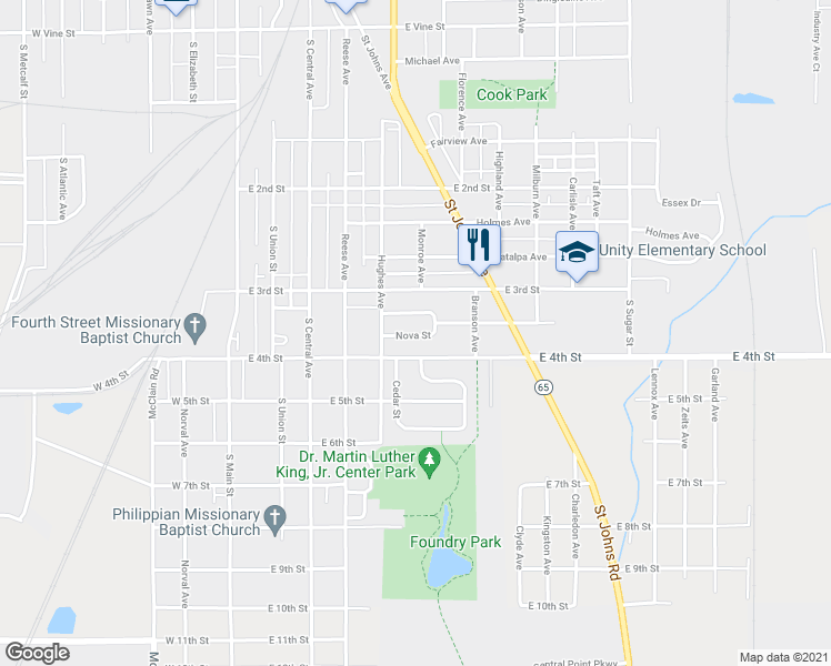 map of restaurants, bars, coffee shops, grocery stores, and more near 542 Nova Street in Lima