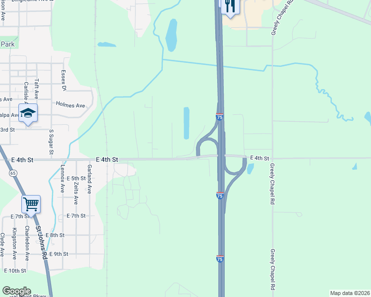 map of restaurants, bars, coffee shops, grocery stores, and more near 1807 East 4th Street in Lima