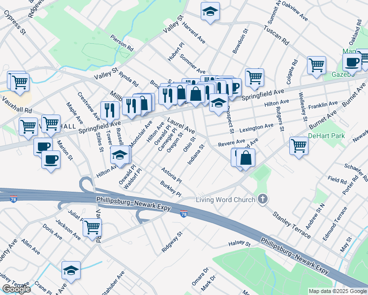 map of restaurants, bars, coffee shops, grocery stores, and more near 306 Ohio Street in Union