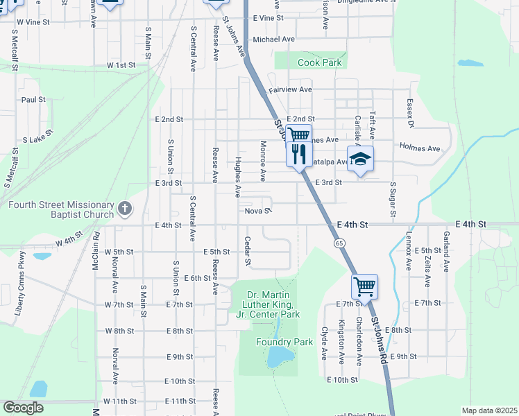 map of restaurants, bars, coffee shops, grocery stores, and more near 529 Nova Street in Lima