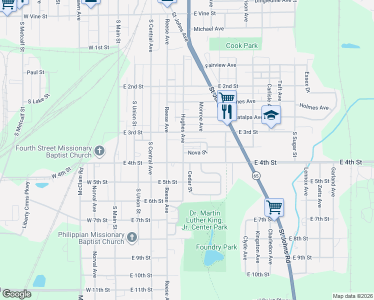 map of restaurants, bars, coffee shops, grocery stores, and more near 509 Nova Street in Lima