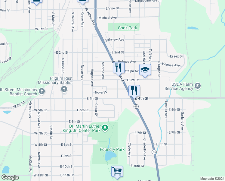 map of restaurants, bars, coffee shops, grocery stores, and more near 616 Hope Street in Lima