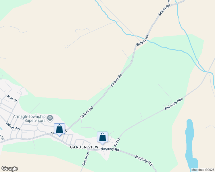 map of restaurants, bars, coffee shops, grocery stores, and more near 297 Salem Road in Milroy