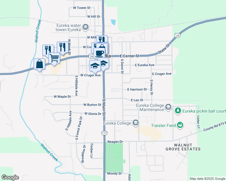 map of restaurants, bars, coffee shops, grocery stores, and more near 205 East Conover Avenue in Eureka