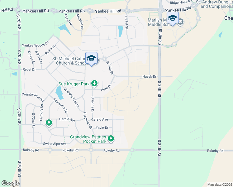 map of restaurants, bars, coffee shops, grocery stores, and more near 9601 South 84th Street in Lincoln