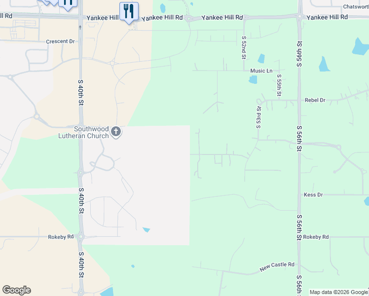 map of restaurants, bars, coffee shops, grocery stores, and more near 4800 Johnson Road in Lincoln