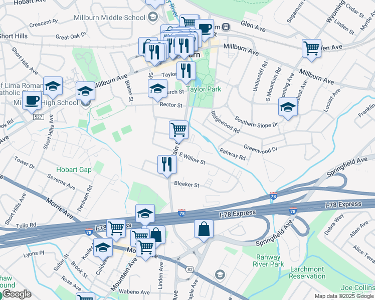 map of restaurants, bars, coffee shops, grocery stores, and more near 220 County Route 577 in Essex County