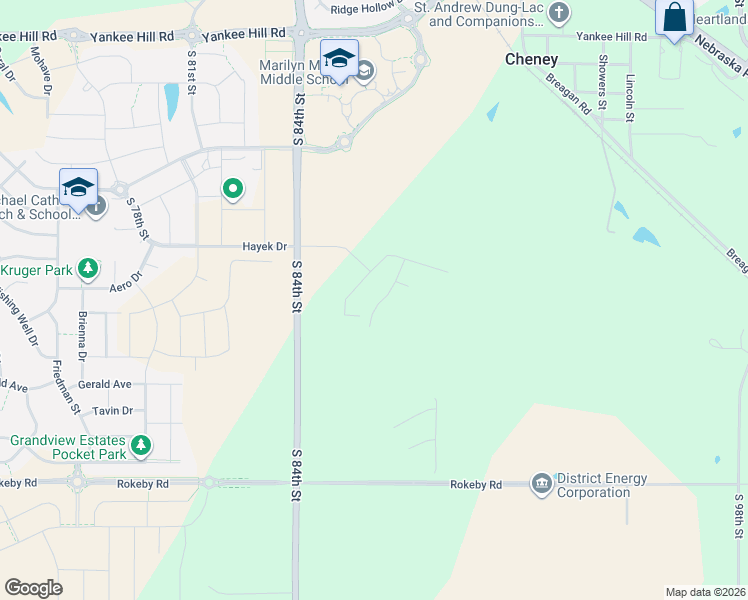 map of restaurants, bars, coffee shops, grocery stores, and more near 9272-9520 South 84th Street in Lincoln
