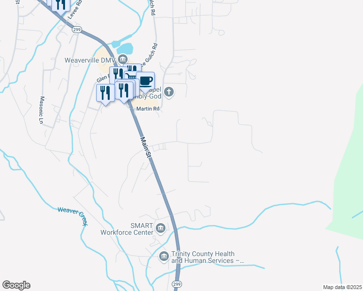 map of restaurants, bars, coffee shops, grocery stores, and more near 2 Boudreaux Road in Weaverville