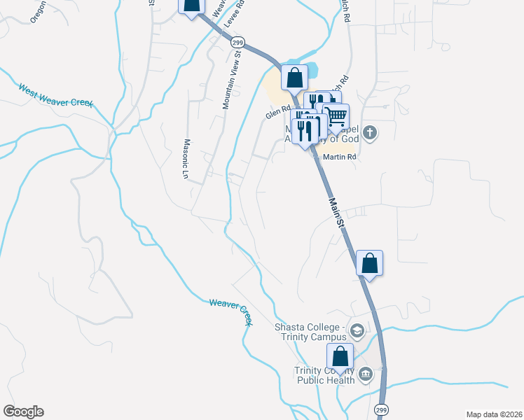 map of restaurants, bars, coffee shops, grocery stores, and more near 1000 Golf Course Drive in Weaverville
