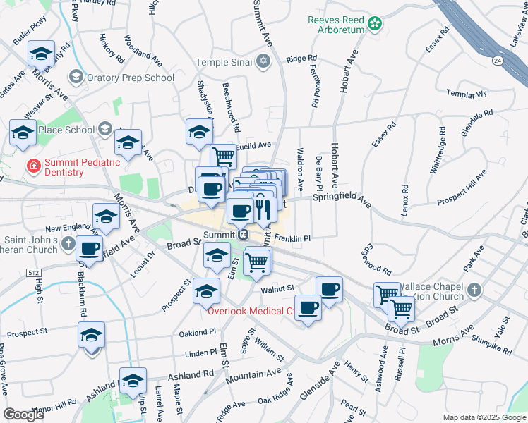 map of restaurants, bars, coffee shops, grocery stores, and more near in Summit