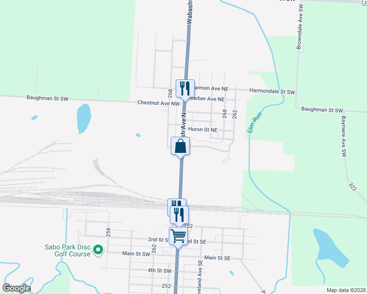 map of restaurants, bars, coffee shops, grocery stores, and more near 274 Wabash Avenue North in Brewster
