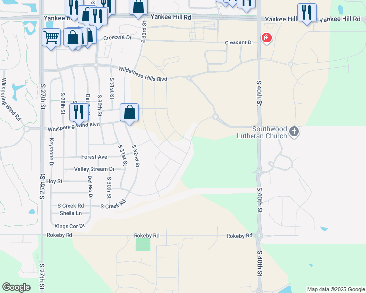 map of restaurants, bars, coffee shops, grocery stores, and more near 9612 South 34th Street in Lincoln