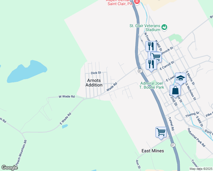 map of restaurants, bars, coffee shops, grocery stores, and more near 124 Cherry Street in Saint Clair