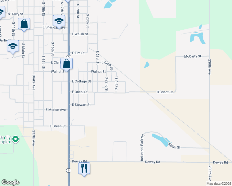 map of restaurants, bars, coffee shops, grocery stores, and more near 1200 East Oneal Street in Centerville