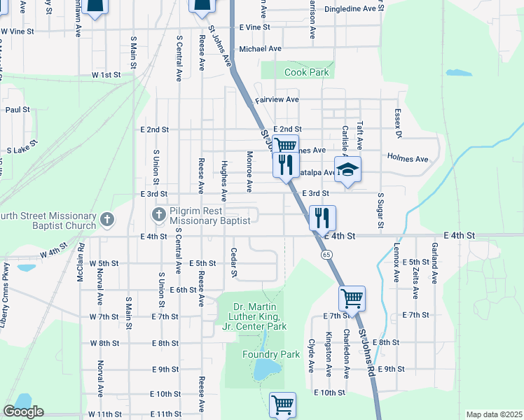 map of restaurants, bars, coffee shops, grocery stores, and more near 603 Hope Street in Lima