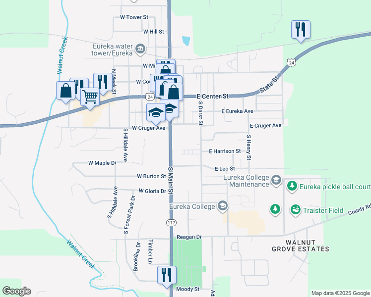 map of restaurants, bars, coffee shops, grocery stores, and more near 205 East Conover Avenue in Eureka