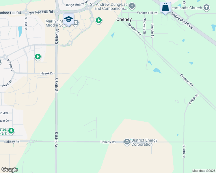 map of restaurants, bars, coffee shops, grocery stores, and more near 9000-9798 Rokeby Road in Lincoln