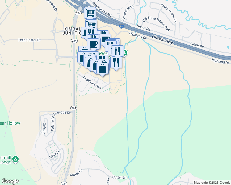 map of restaurants, bars, coffee shops, grocery stores, and more near 5974 Park Lane South in Park City