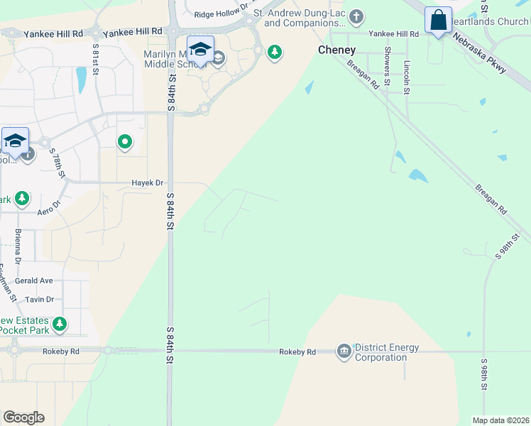 map of restaurants, bars, coffee shops, grocery stores, and more near 9272-9520 South 84th Street in Lincoln