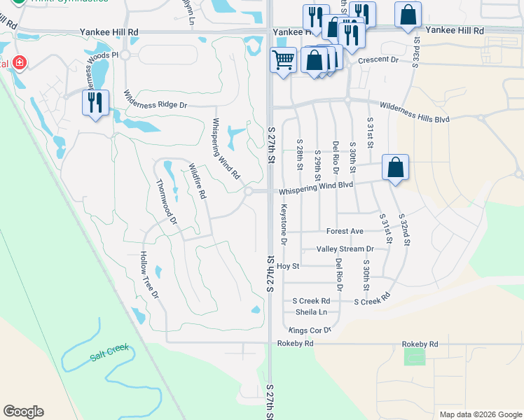 map of restaurants, bars, coffee shops, grocery stores, and more near 9421 Keystone Drive in Lincoln