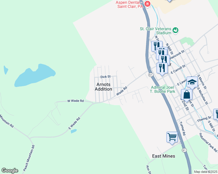 map of restaurants, bars, coffee shops, grocery stores, and more near 238 Arnot Street in Saint Clair