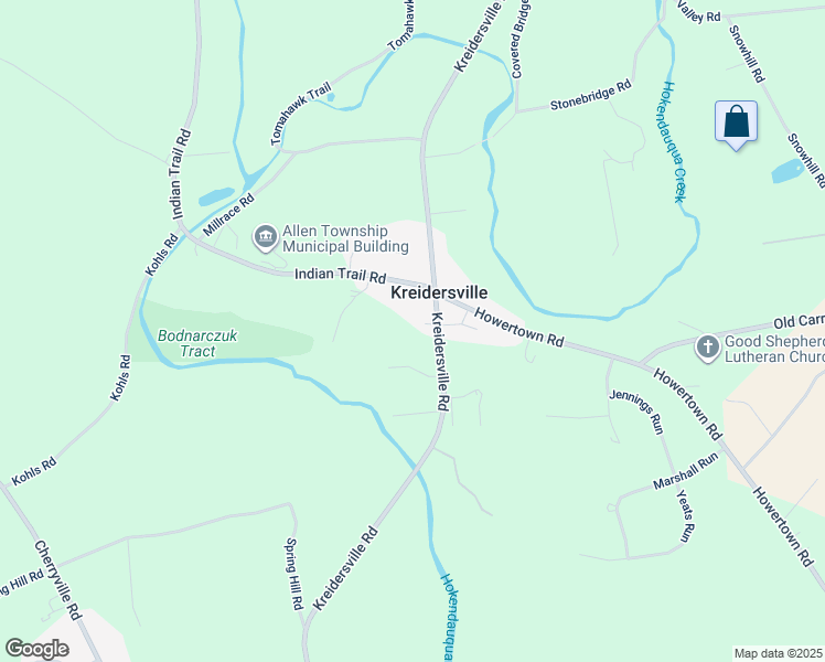 map of restaurants, bars, coffee shops, grocery stores, and more near 3875 Kreidersville Road in Northampton