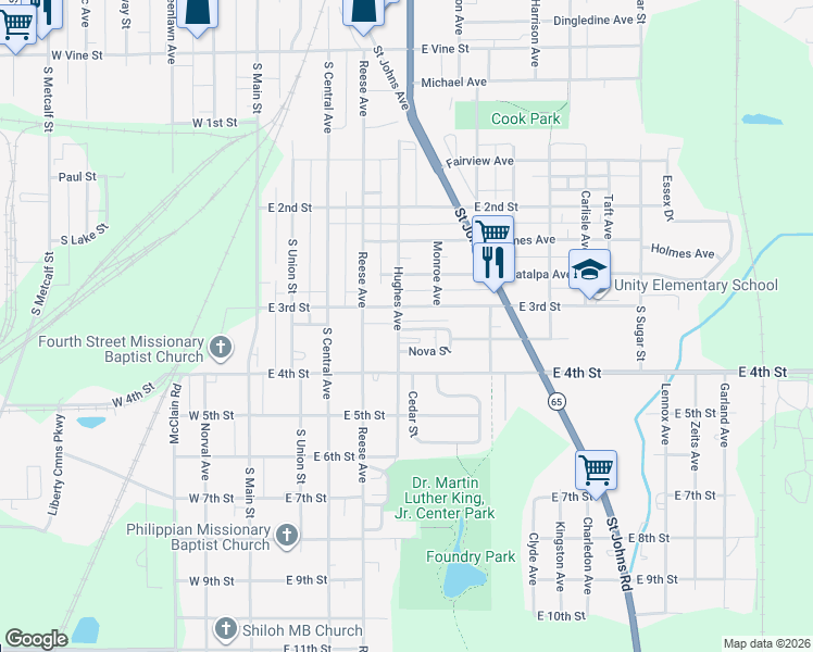 map of restaurants, bars, coffee shops, grocery stores, and more near 511 Nova Street in Lima