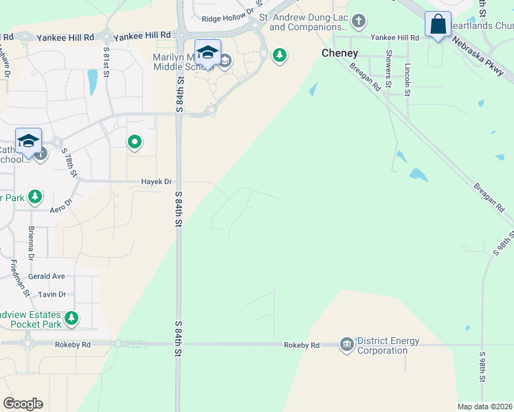 map of restaurants, bars, coffee shops, grocery stores, and more near 8612-9270 South 84th Street in Lincoln