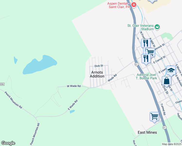 map of restaurants, bars, coffee shops, grocery stores, and more near 217 Chestnut Street in Saint Clair